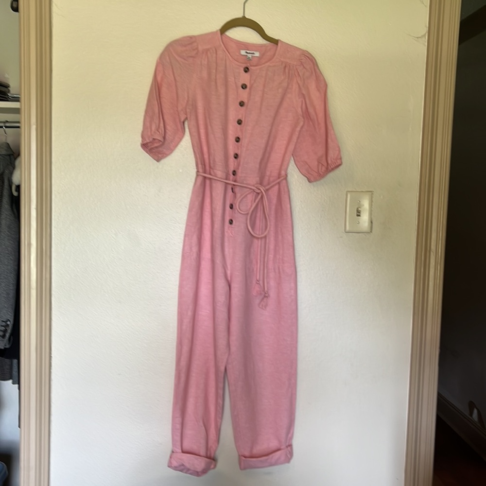 Madewell jumpsuit linen/ cotton blend pink xxs - Picture 2 of 9